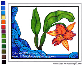 Art Deco Cattleya, Needlepoint Art Gallery, Needlepoint canvas for you to stitch